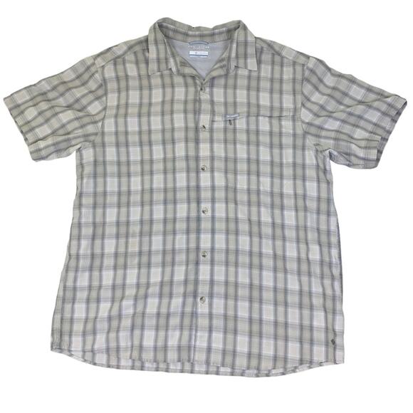Columbia Mens Button Down Shirt Omni Shade Tan Plaid Short Sleeve Size XXL - Picture 1 of 8